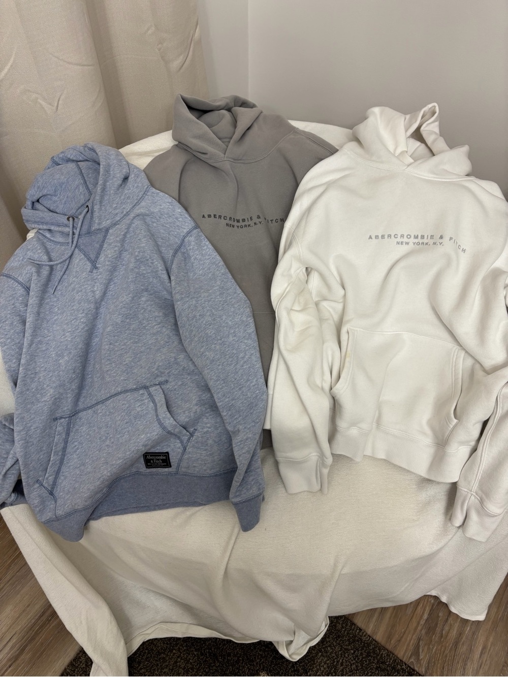 Abercrombie & Fitch Men’s Hoodies - Light Blue, Gray, White